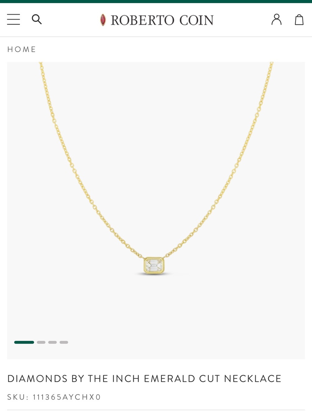 Roberto Coin Yellow Gold Emerald-Cut Diamond Necklace